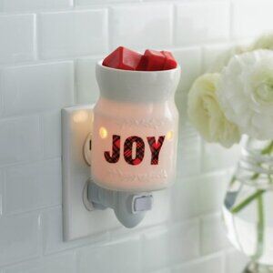 CANDLE WARMERS "JOY" Pluggable Fragrance Warmer White Wax Melt NIB